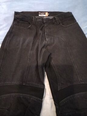 Icon Men's Black Kevlar Motorcycle Riding Jeans - Reinforced Stretch Panels 36x3